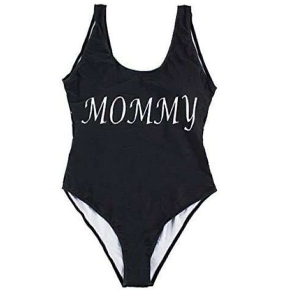 New Mommy Letter Print One-Piece Swimsuit